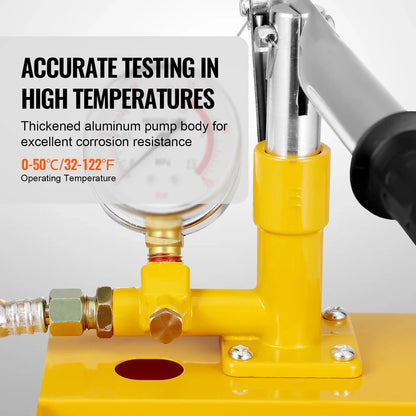 Hydrostatic Test Pump Max 25bar Single/Dual Valve 1.4/2.8 Gal Tank Hydraulic Manual Water Pressure