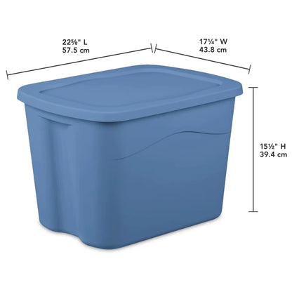 8 Pack Sterilite 18 Gallon Plastic Storage Bin With Snap On Lid Light Blue NEW