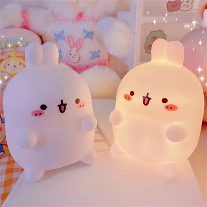 Rabbit Night Light Bedhead Bedroom LED Small Table Light Non Plug In Floor Stand Creative Atmosphere