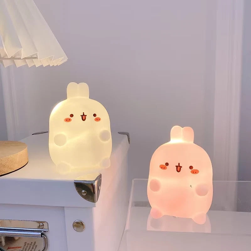 Rabbit Night Light Bedhead Bedroom LED Small Table Light Non Plug In Floor Stand Creative Atmosphere