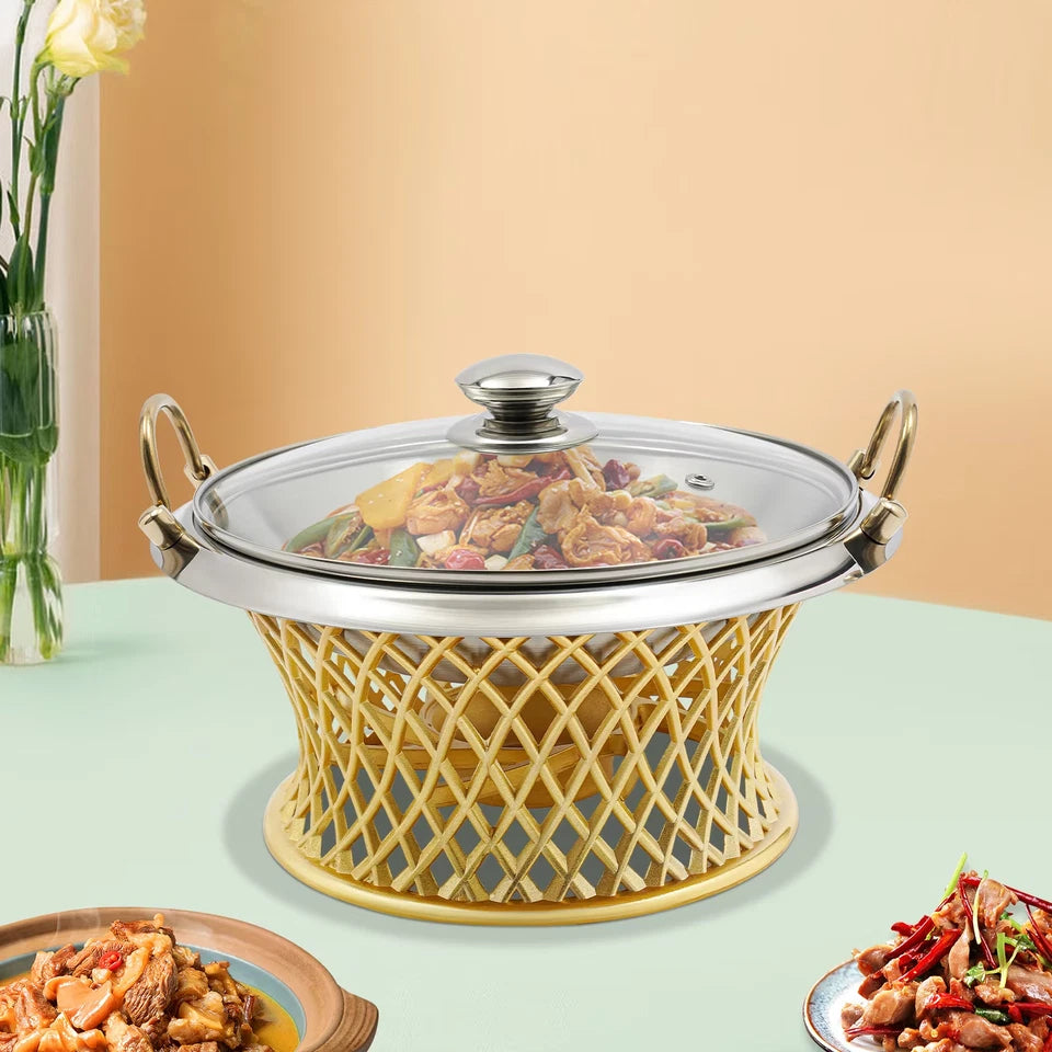 24cm/9.45in Buffet Chafing Dish Round Chafing Dish Chafing Dish With Lid BBQ Tool For Wedding Kitchen