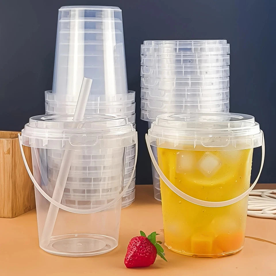 10pcs 33.81oz Large Plastic Cups with Lids & Straws Reusable Bpa-Free Beverage Tumblers for Iced Drinks