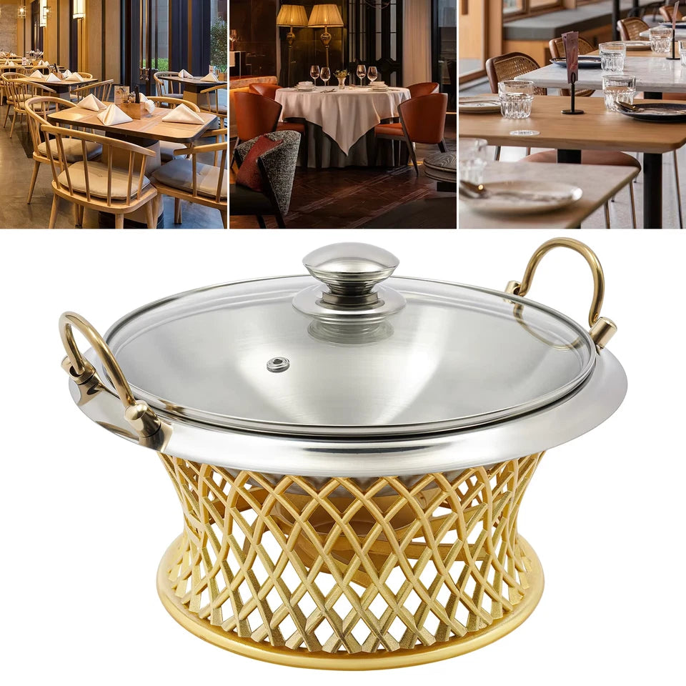 24cm/9.45in Buffet Chafing Dish Round Chafing Dish Chafing Dish With Lid BBQ Tool For Wedding Kitchen