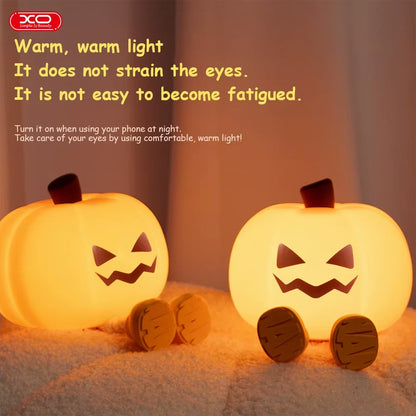 Pumpkin Night Light Cute Soft Silicone Safe Lamp Decorations Timing Dimmable Bedside Decor