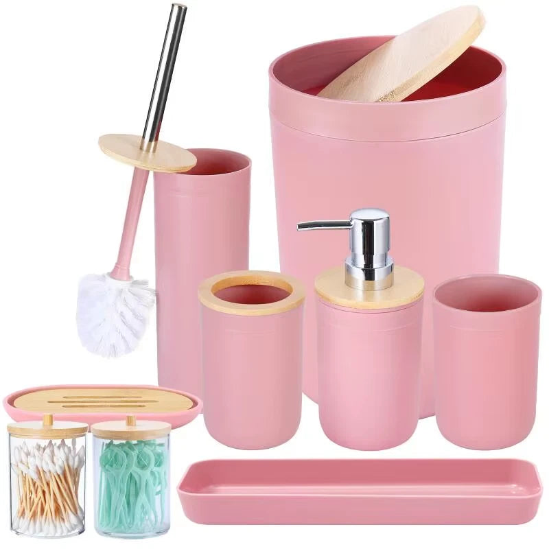 5 Pcs Bathroom Accessories Set with Trash Can Soap Dispenser and Toothbrush Holder