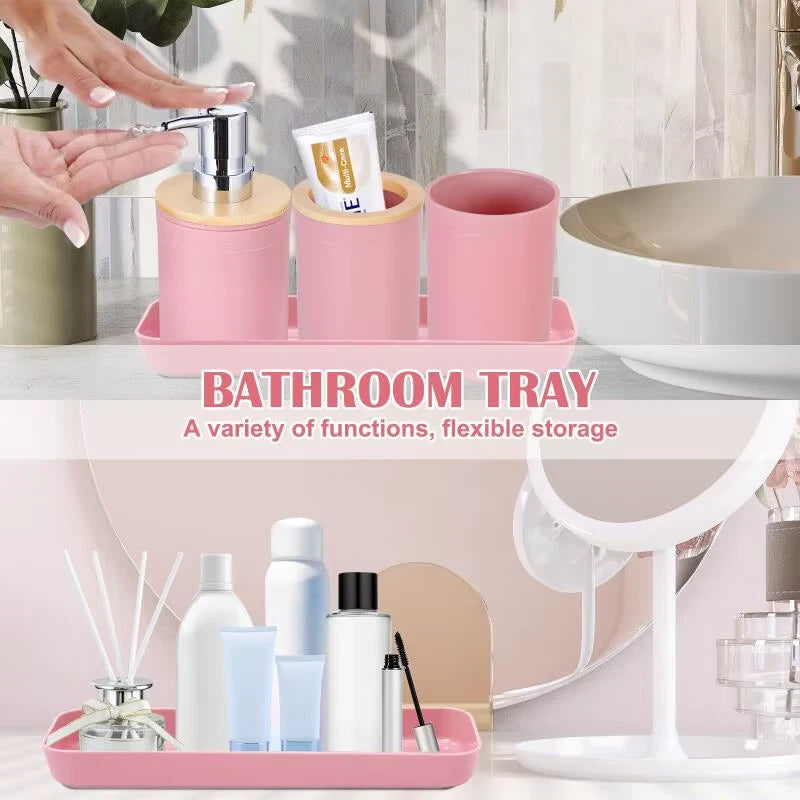5 Pcs Bathroom Accessories Set with Trash Can Soap Dispenser and Toothbrush Holder