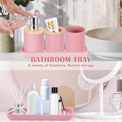 5 Pcs Bathroom Accessories Set with Trash Can Soap Dispenser and Toothbrush Holder