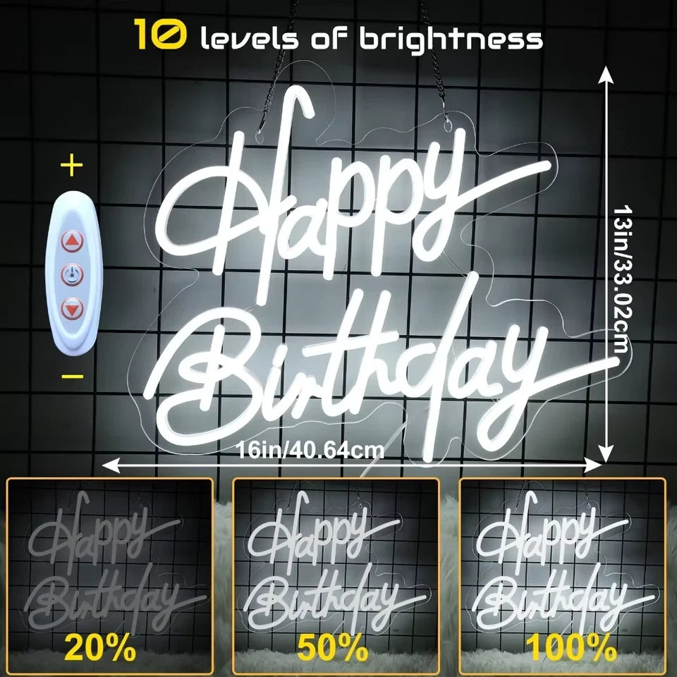 Happy Birthday Neon Wall Decoration, LED Neon Night Lights Birthday Decorative Lights, Home Decoration