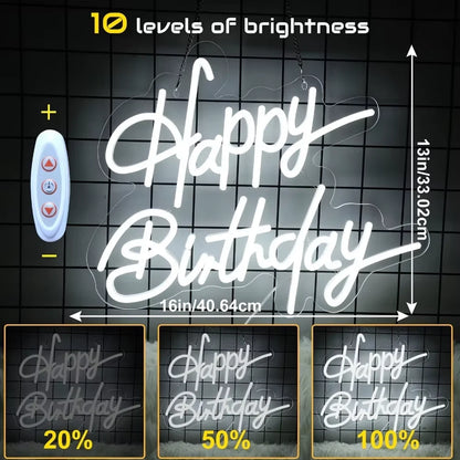 Happy Birthday Neon Wall Decoration, LED Neon Night Lights Birthday Decorative Lights, Home Decoration