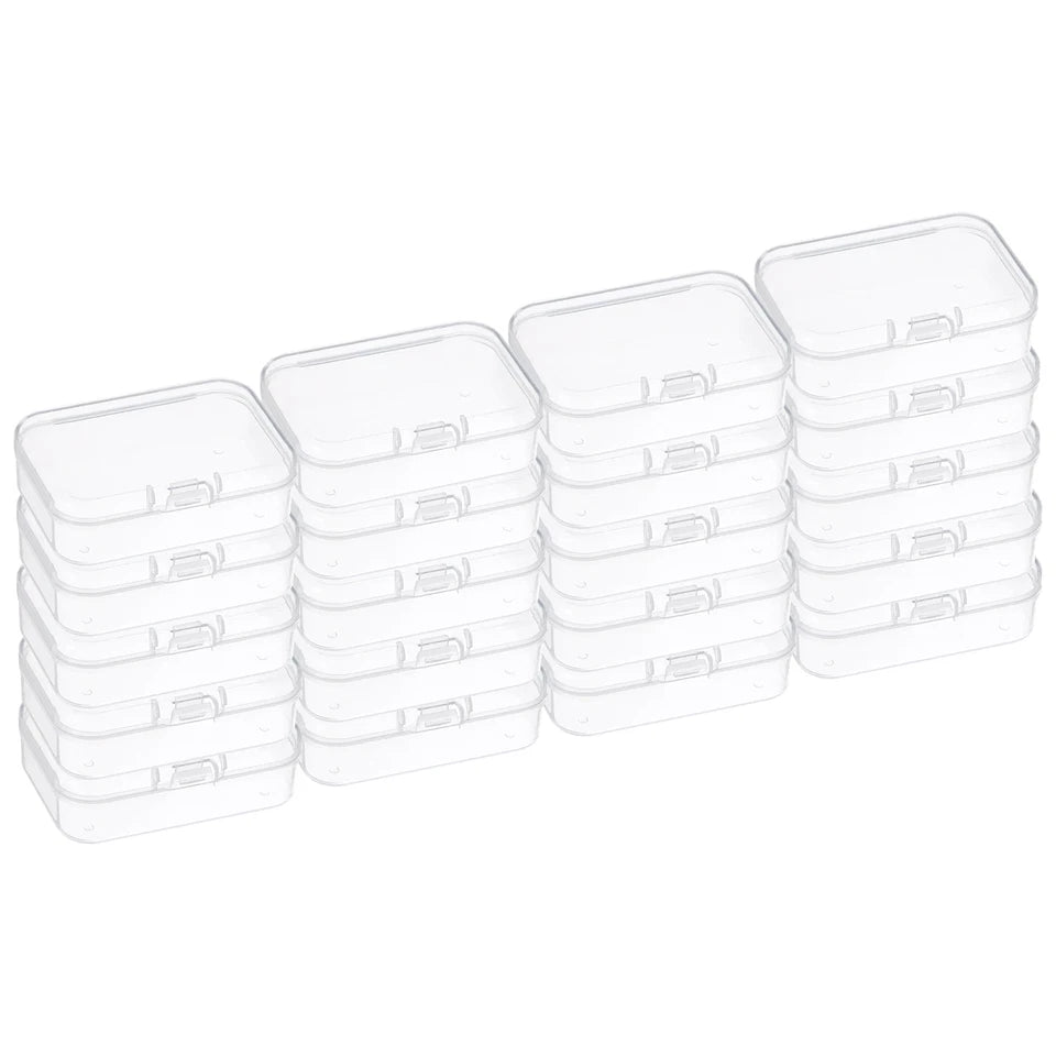 Clear Storage Box with Hinged Lid Plastic Stackable Rectangle Organizer Container for Bead Jewelry Small Item