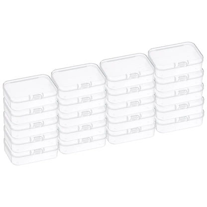 Clear Storage Box with Hinged Lid Plastic Stackable Rectangle Organizer Container for Bead Jewelry Small Item