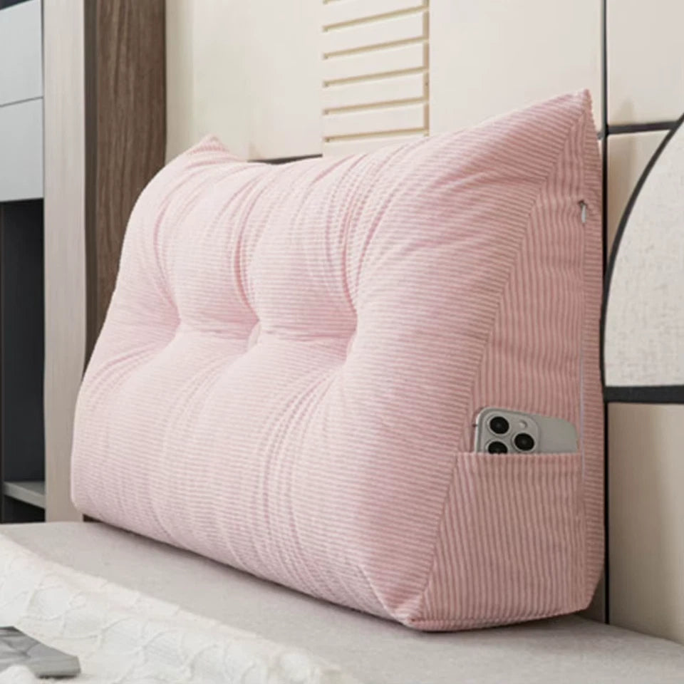 Wedge Headboard Pillow Cushion with Side Pockets Triangular Bed Wedge Pillow Cushion Reading Bolster Cushion Headrest Backrest