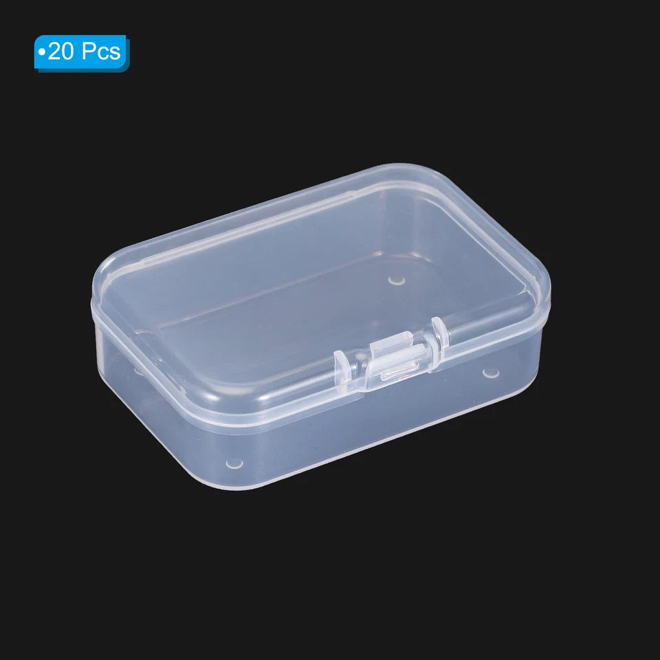 Clear Storage Box with Hinged Lid Plastic Stackable Rectangle Organizer Container for Bead Jewelry Small Item