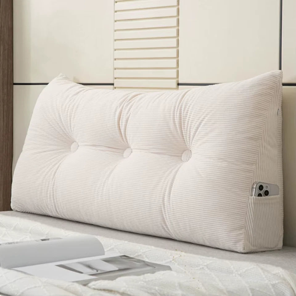 Wedge Headboard Pillow Cushion with Side Pockets Triangular Bed Wedge Pillow Cushion Reading Bolster Cushion Headrest Backrest