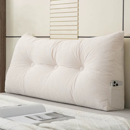 Wedge Headboard Pillow Cushion with Side Pockets Triangular Bed Wedge Pillow Cushion Reading Bolster Cushion Headrest Backrest