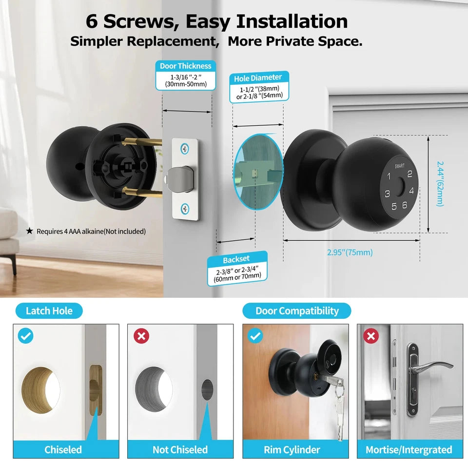 Smart Lock Fingerprint Door Lock App Control Passcode Unlock Electronic Touchscreen Keypad Indoor