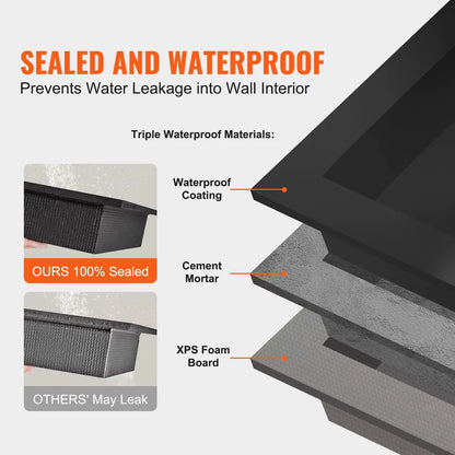 Shower Niche Ready for Tile Shelf Organizer Corners Niche Recessed Sealed Protection