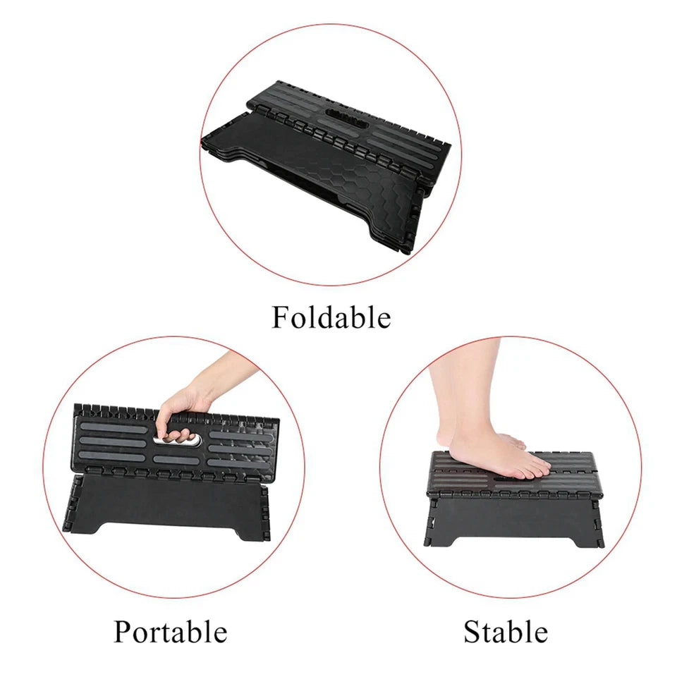 Black Step Stool Portable Folding Step Stool Black Step Ladder for Elderly Pregnant Bathroom