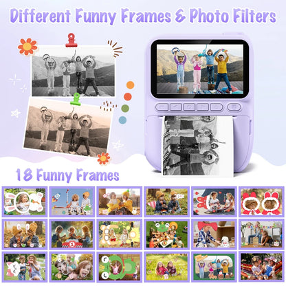 Kids Digital Camera 3.0" Portable Instant Print Camera 32MP HD 1080P Camera Toy Gift