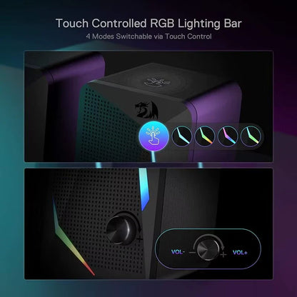 Waltz RGB Desktop Speakers 2.0 Channel PC Computer Stereo Speaker with 4 Colorful LED
