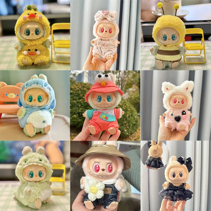 17cm Mini Plush Doll's Clothes Outfit Accessories for Korea Kpop Labubu Dolls Sit Party Overalls Clothing