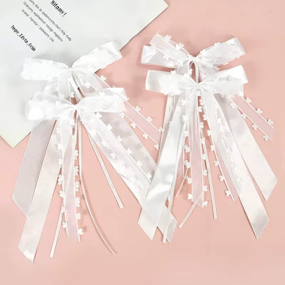 Wedding Bowknots Ribbon White Wedding Cars Chairs Bow Decoration DIY Bouquet Gift