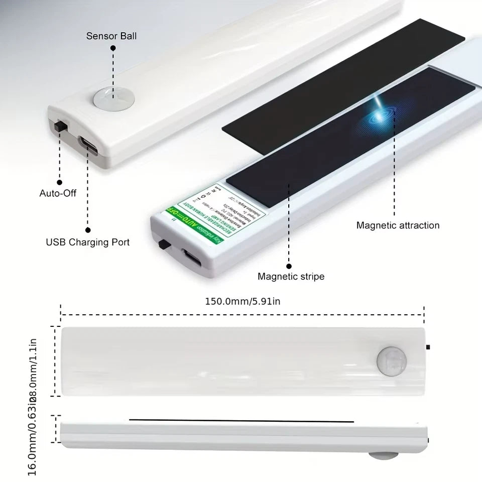 6 Pack Motion Sensor Lights Ultra-Thin USB-C Rechargeable Battery Magnetic Lights for Kitchen Night,