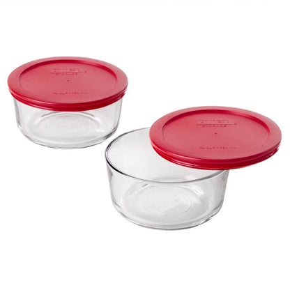 4 Cup Glass Bowl Set of 2 with BPA Free Plastic Lids Dishwasher Microwave Safe Food Storage Containers