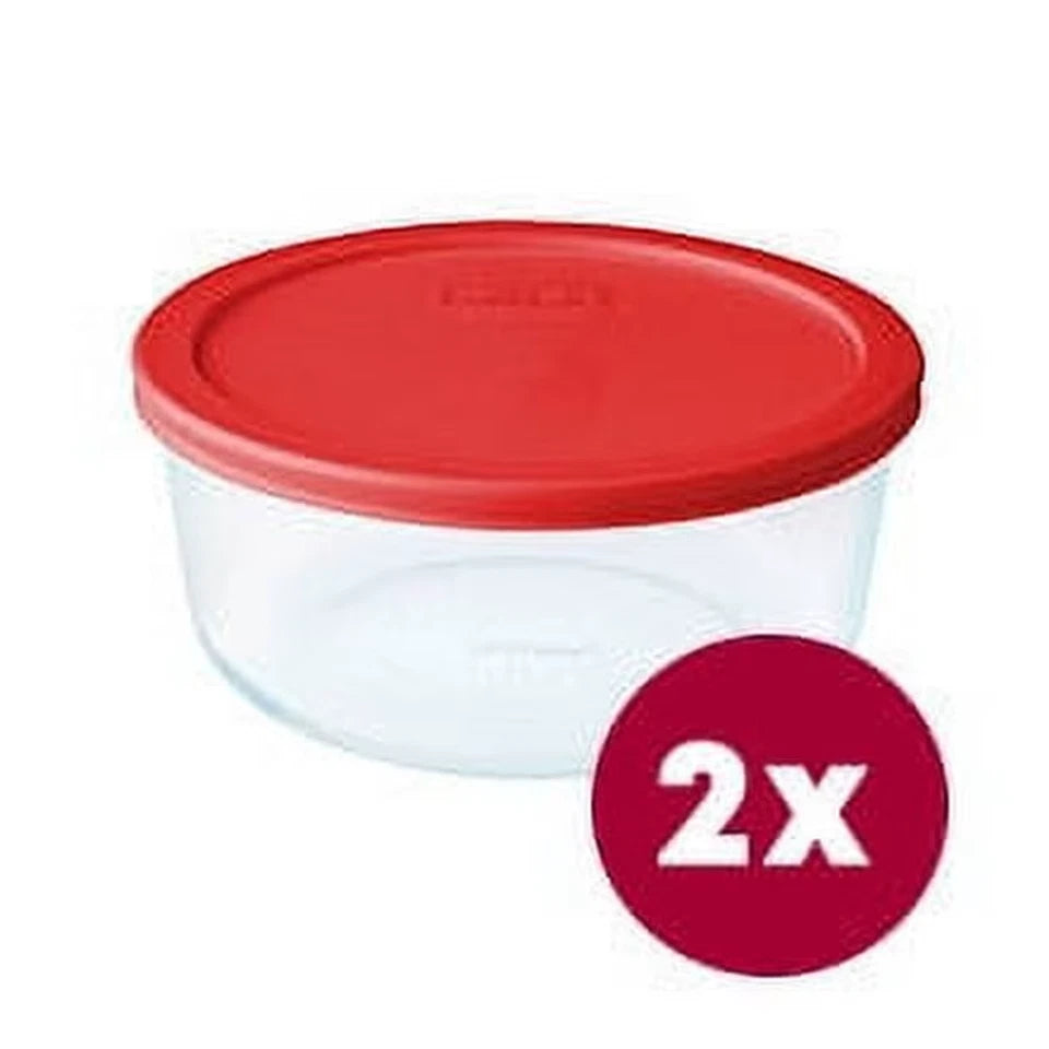 4 Cup Glass Bowl Set of 2 with BPA Free Plastic Lids Dishwasher Microwave Safe Food Storage Containers