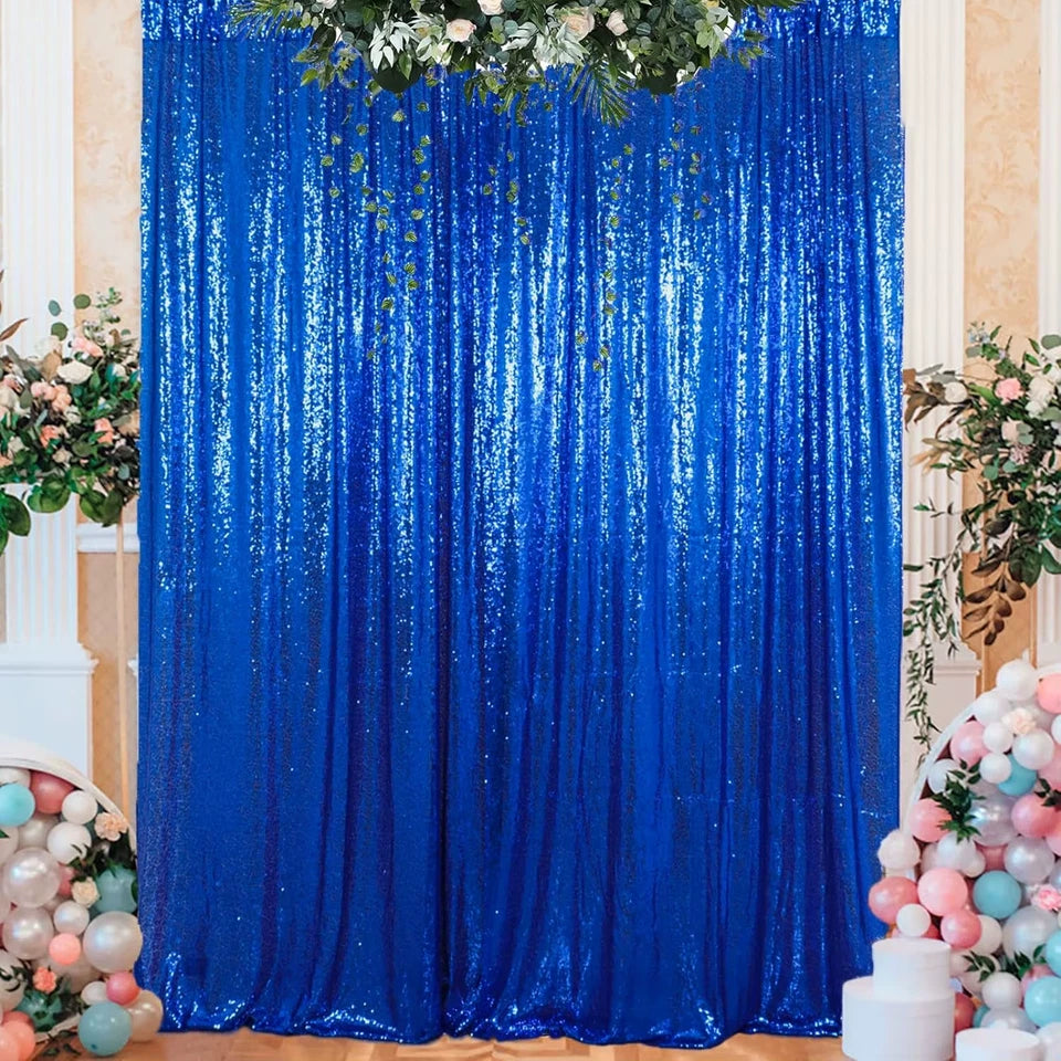 Royal Blue Sequin Backdrop 1Pcs-4ftx8ft Photo Background Curtains for Photoshoots Birthday