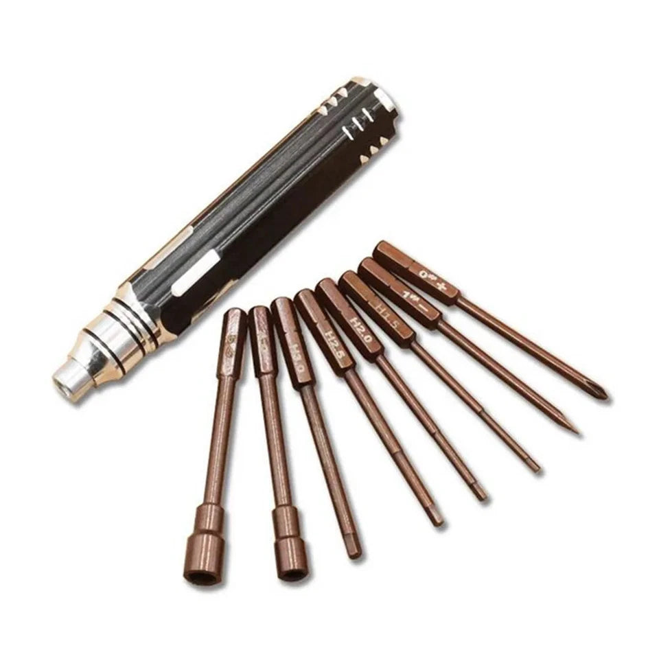 1 Set 8 In1 Metal Screwdriver Hobby Hardware Philip Flat Kit For RC Car Drone Plane Hex Philip Spanner Socket