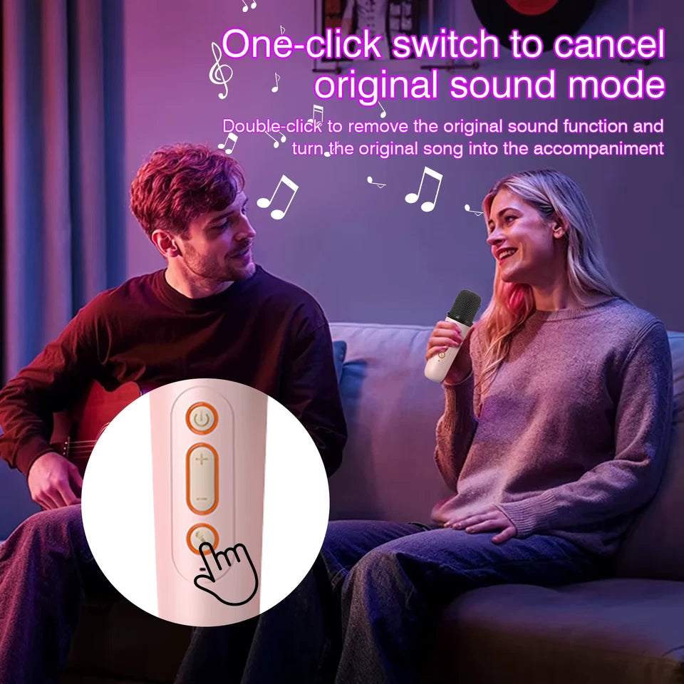 Karaoke Speaker RGB Color Lighting Two Microphones Rechargeable Battery for Family