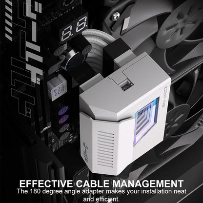 24 Pin to 180/90 Degree Power Plug Adapter ARGB Mainboard Motherboard Power Supply Cable Adapter Modular for Computer PC