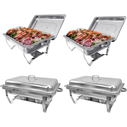 Chafing Dish Buffet Set 8QT Electric Stainless Steel 2 Pack Full Size Pans Food Warmer Chafing Fuel Holder
