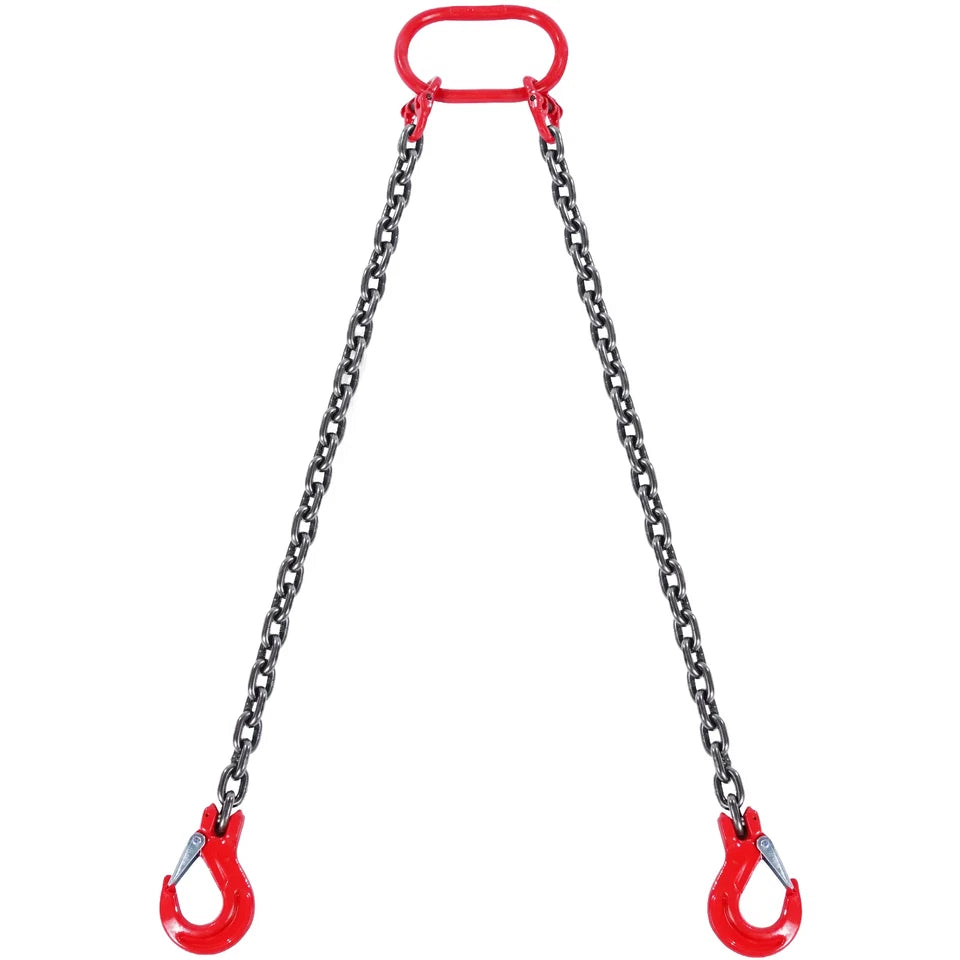 3T 5ft Lifting Sling Chain 5/16 inch G80 Lifting Chains with 2 Leg Grab Hooks for Engine Hoist Engine