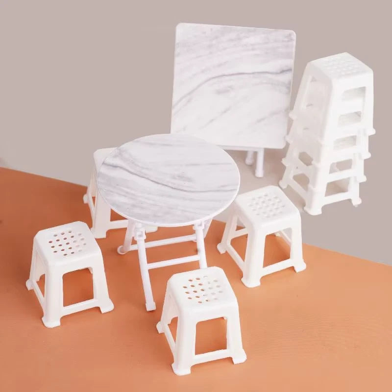Dollhouse Mini Furniture Set Simulation Table And Chairs Model For Dolls Decor