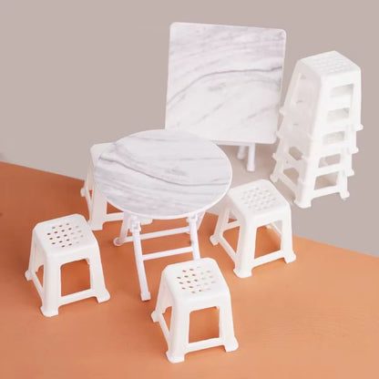 Dollhouse Mini Furniture Set Simulation Table And Chairs Model For Dolls Decor