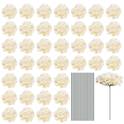 30 Set Silk Artificial Hydrangea Flowers Artificial Flowers Heads with Stems, Full Hydrangea Flowers
