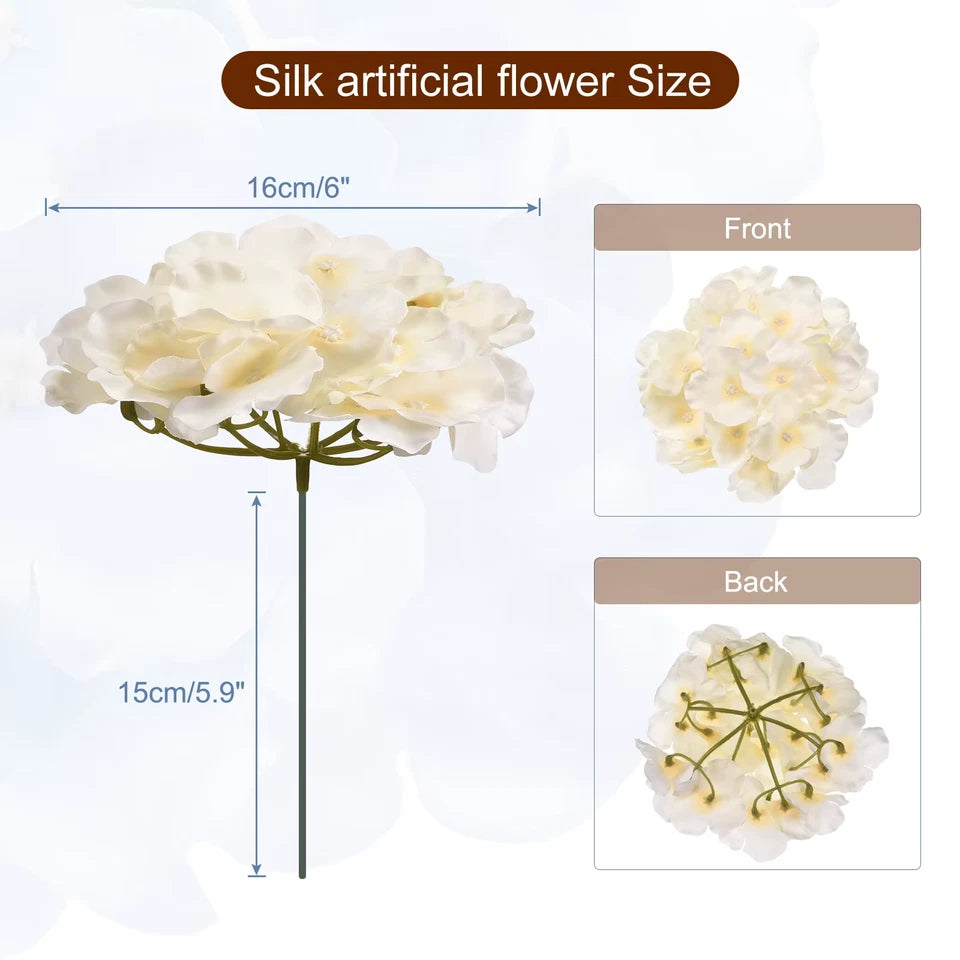 30 Set Silk Artificial Hydrangea Flowers Artificial Flowers Heads with Stems, Full Hydrangea Flowers
