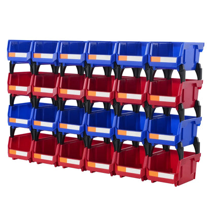 Storage Bin 24pcs Stackable Organizer Bin 5x4*3inch Freestanding Tiered Shelf for Garage Hanging